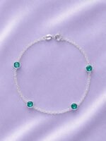 Pulseira Prata 925 Feminina Redonda Zircônia Turmalina 18 Cm Prateado 18 Cm - Imagem 3