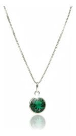 Colar Feminino Ponto De Luz Redondo Prata 925 Caixinha Verde