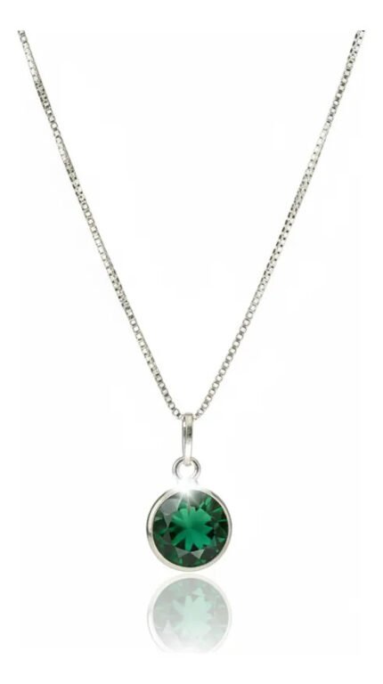 Colar Feminino Ponto De Luz Redondo Prata 925 Caixinha Verde