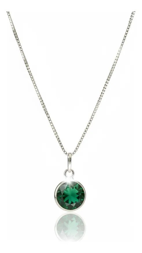 c3d242dda5c01f0e01a4c5e47c8a36c7.jpg Colar Feminino Ponto De Luz Redondo Prata 925 Caixinha Verde - Imagem 1