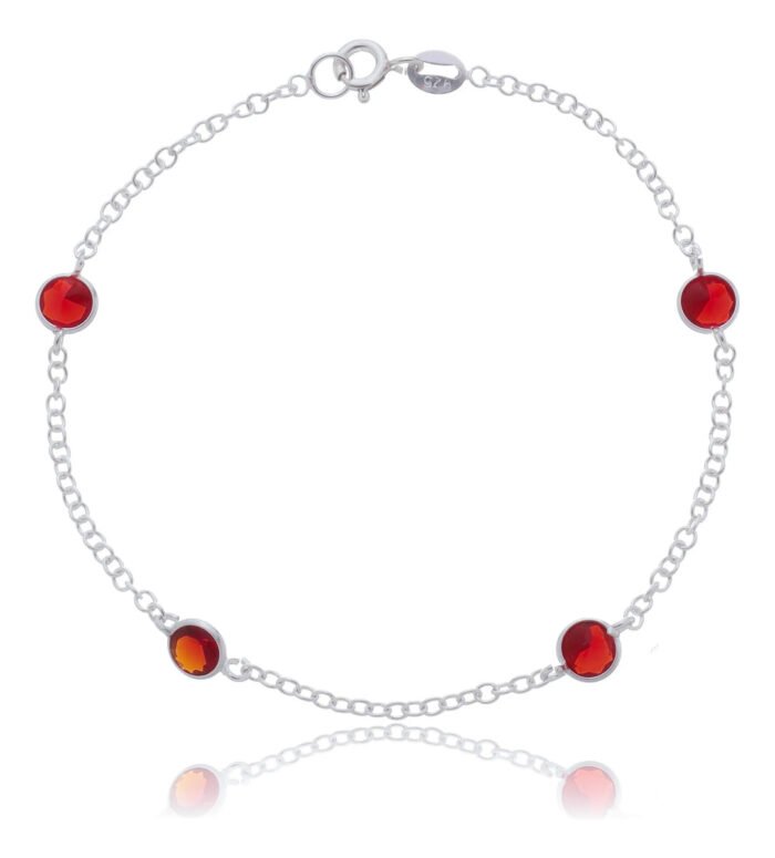 c543c3547c88b6f6560cd15f089b5464.jpg Pulseira Prata 925 Feminina Redonda Zircônia Vermelha 18 Cm Prateado 18 Cm - Imagem 1