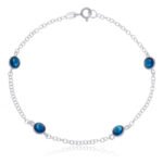 Pulseira Prata 925 Feminina Redonda Zircônia Azul Escur18 Cm Prateado 18 Cm
