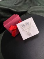 Kit Conjunto Prata 925 Feminino Coração Zircônia Cristal Prateado - Imagem 3