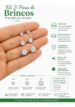 Kit Trio Brincos Prata 925 Redondo Ponto De Luz 4/5/6 Mm Prateado - Imagem 2