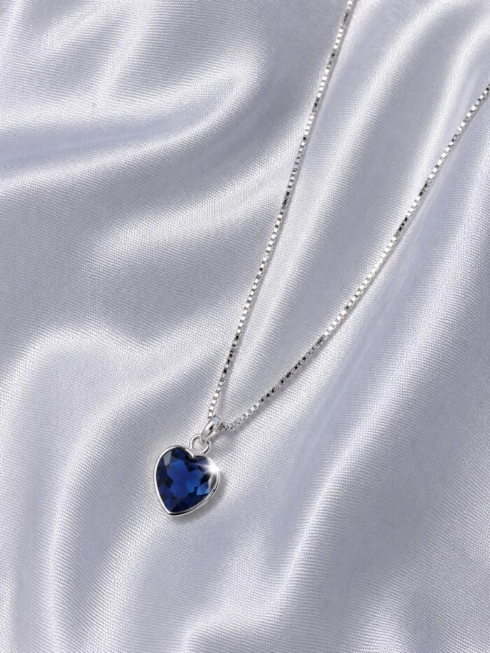 Colar Feminino Ponto De Luz Coracao Prata 925 Caixinha Azul - Imagem 5