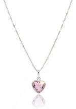 Colar Feminino Ponto De Luz Coracao Prata 925 Caixinha Rosa