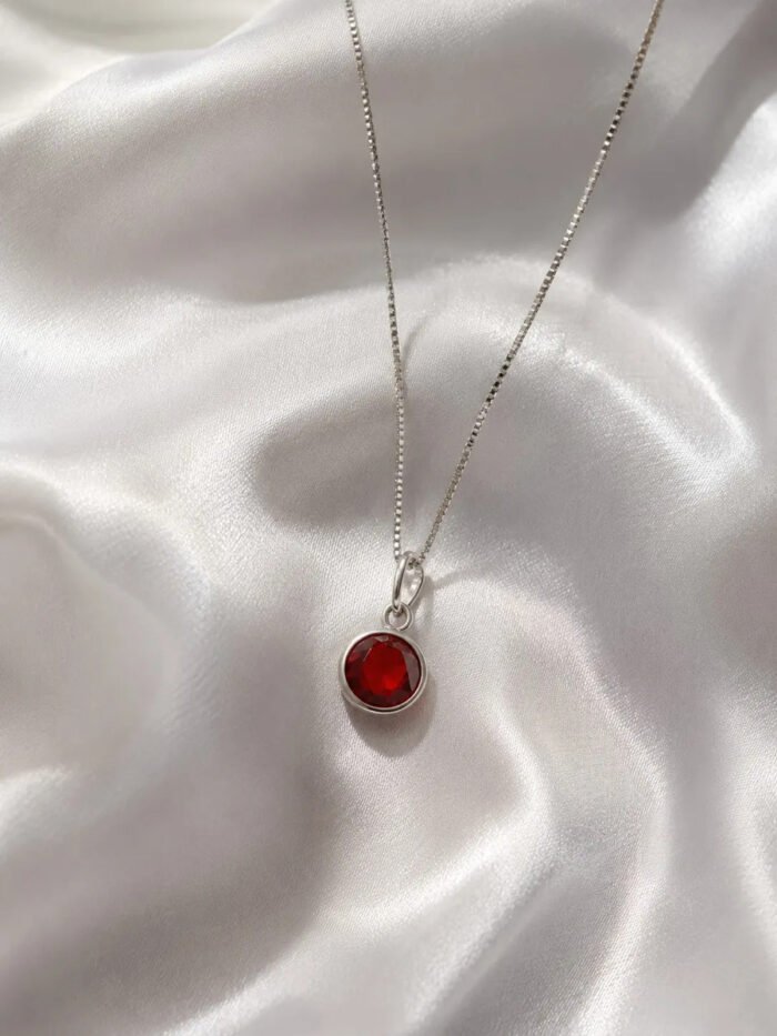 Colar Feminino Ponto De Luz Redondo Prata 925 Caixinha Vermelho - Imagem 4