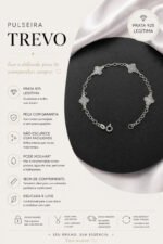 Pulseira Trevo Prata 925 Feminina Delicada Ajustável Prateado 18 Cm - Imagem 2