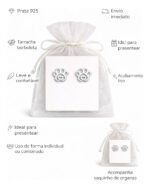 Par Brinco Pet Patinha Prata 925 Legitima Delicado Feminino Prateado - Imagem 2