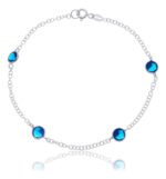 Pulseira Prata 925 Feminina Redonda Zircônia Azul Bic 18 Cm Prateado 18 Cm