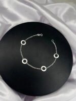 Pulseira Prata 925 Feminina Circulos Ajustavel Delicada Prateado 18 Cm - Imagem 4