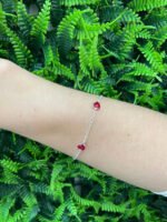 Pulseira Prata 925 Feminina Coração Zircônia Vermelho 18 Cm Prateado 19 Cm 18 Cm - Imagem 3