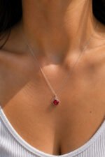 Colar Feminino Ponto De Luz Redondo Prata 925 Caixinha Vermelho - Imagem 3