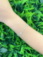 Kit Colar E Pulseira Prata 925 Coração Cristal Caixinha Pres Prateado - Imagem 3