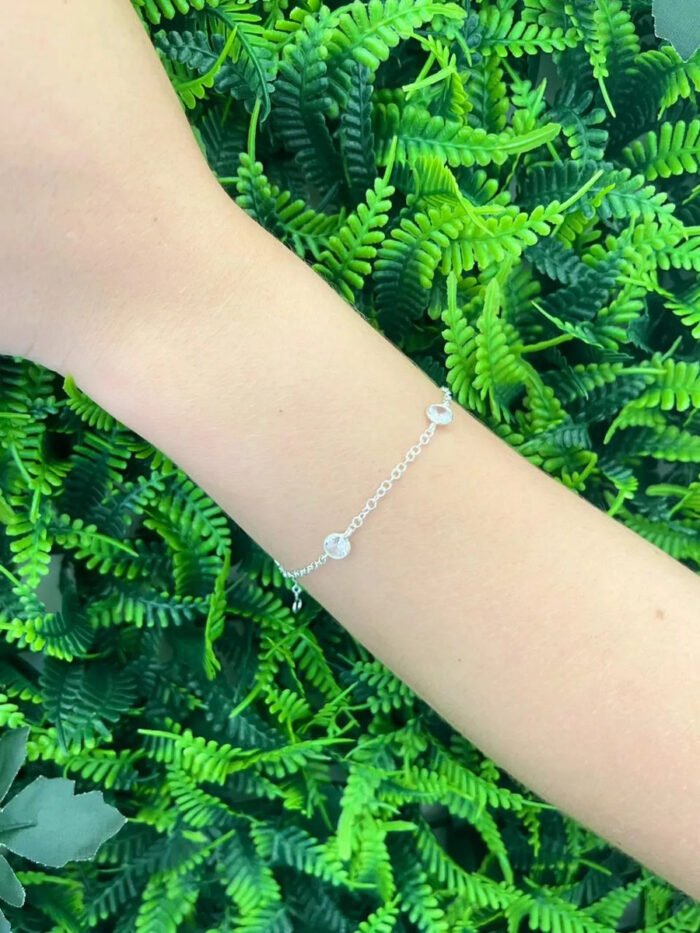 Kit Colar E Pulseira Prata 925 Coração Cristal Caixinha Pres Prateado - Imagem 3