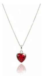 Colar Feminino Ponto De Luz Coracao Prata 925 Caixinha Vermelho