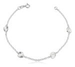 Pulseira Prata 925 Feminina Coração Zircônia Cristal 18 Cm Prateado 19 Cm 18 Cm