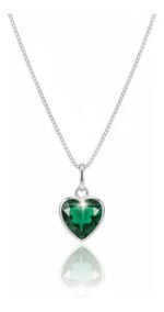 Colar Feminino Ponto De Luz Coracao Prata 925 Caixinha Verde