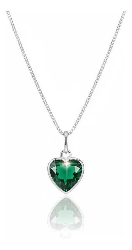 f321a5ec0a301645dae11a9baa6bd7f7.jpg Colar Feminino Ponto De Luz Coracao Prata 925 Caixinha Verde - Imagem 1
