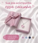 Colar Feminino Ponto De Luz Coracao Prata 925 Caixinha Rosa - Imagem 4