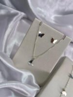 Kit Conj Borboleta Prata 925 Gargantilha Pulseira Brincos Prateado - Imagem 3