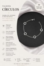 Pulseira Prata 925 Feminina Circulos Ajustavel Delicada Prateado 18 Cm - Imagem 2