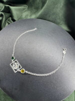 Pulseira Prata 925 Zircônia Brasil Verde Amarelo Femini Luxo Prateado 18 Cm - Imagem 6