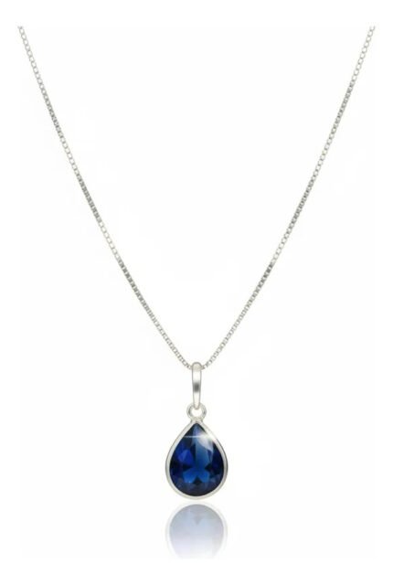 Colar Feminino Ponto De Luz Gota Prata 925 Caixinha Azul