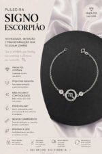 Pulseira Signo Prata 925 Feminina Medalha Pingente Escorpião 18 Cm - Imagem 2