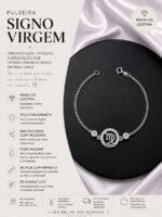 Pulseira Signo Prata 925 Feminina Medalha Pingente Virgem 18 Cm - Imagem 2