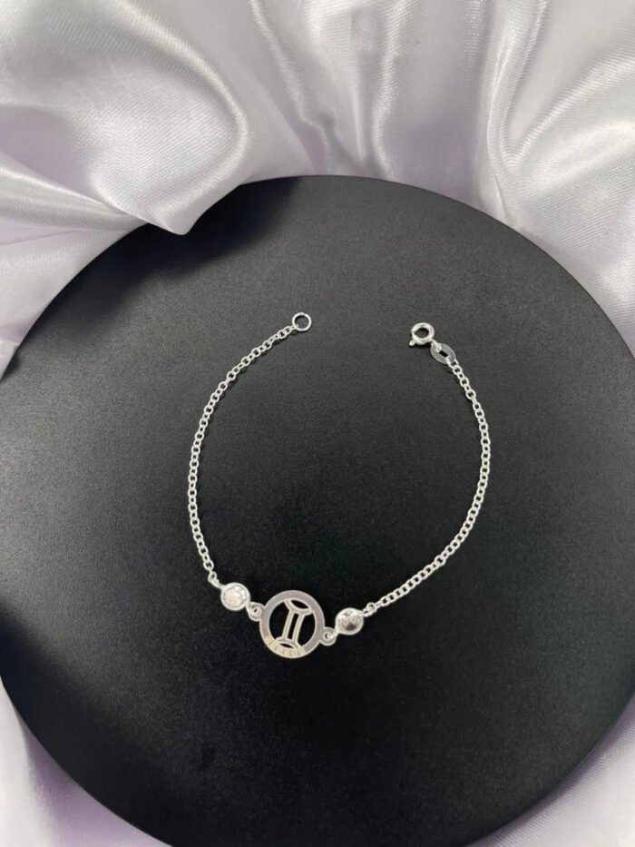 Pulseira Signo Prata 925 Feminina Medalha Pingente Gêmeos 18 Cm - Imagem 5