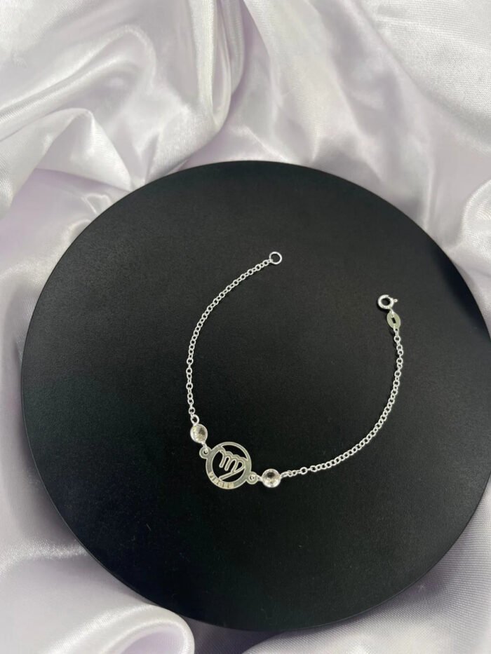 Pulseira Signo Prata 925 Feminina Medalha Pingente Virgem 18 Cm - Imagem 5