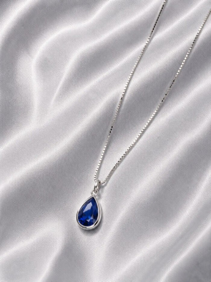 Colar Feminino Ponto De Luz Gota Prata 925 Caixinha Azul - Imagem 5