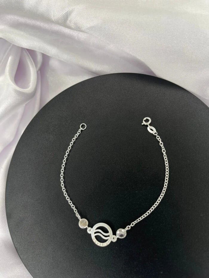 Pulseira Signo Prata 925 Feminina Medalha Pingente Aquario 18 Cm - Imagem 5