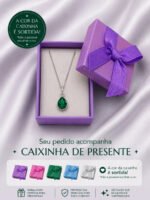 Colar Feminino Ponto De Luz Gota Prata 925 Caixinha Verde - Imagem 4
