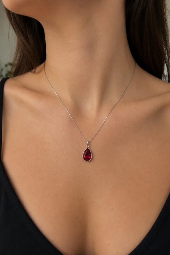 Colar Feminino Ponto De Luz Gota Prata 925 Caixinha Preto - Imagem 3