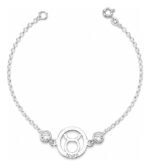 Pulseira Signo Prata 925 Feminina Medalha Pingente Touro 18 Cm