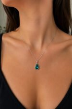 Colar Feminino Ponto De Luz Gota Prata 925 Caixinha Turmalina - Imagem 3