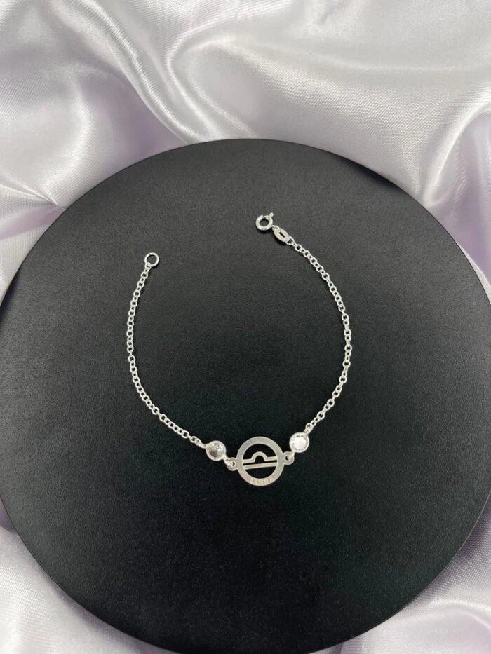 Pulseira Signo Prata 925 Feminina Medalha Pingente Libra 18 Cm - Imagem 5