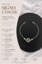 Pulseira Signo Prata 925 Feminina Medalha Pingente Câncer 18 Cm - Imagem 2