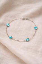Pulseira Prata 925 Feminina Coração Zirconia Azul Tam 18cm Prateado 18 Cm - Imagem 7