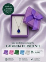 Colar Feminino Ponto De Luz Gota Prata 925 Caixinha Azul - Imagem 4