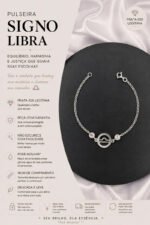 Pulseira Signo Prata 925 Feminina Medalha Pingente Libra 18 Cm - Imagem 2
