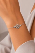 Pulseira Signo Prata 925 Feminina Medalha Pingente Peixes 18 Cm - Imagem 3