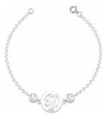 Pulseira Signo Prata 925 Feminina Medalha Pingente Leão 18 Cm