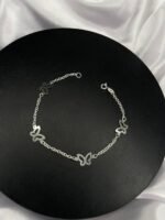 Pulseira Prata 925 Borboletas Feminina Delicada Prateado 18 Cm - Imagem 3