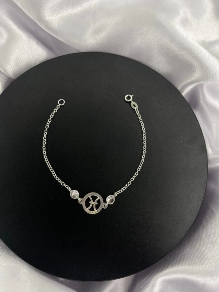 Pulseira Signo Prata 925 Feminina Medalha Pingente Peixes 18 Cm - Imagem 4