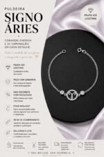 Pulseira Signo Prata 925 Feminina Medalha Pingente Aries 18 Cm - Imagem 2