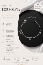 Pulseira Prata 925 Borboletas Feminina Delicada Prateado 18 Cm - Imagem 2