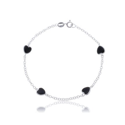 Pulseira Prata 925 Feminina Redonda Zircônia Preta 18 Cm Prateado 18 Cm